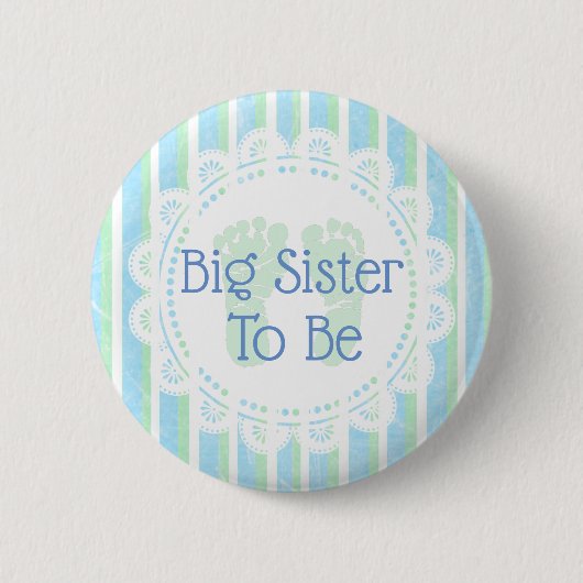 Big Sister is Blauw Groen Baby shower knop Ronde Button 5,7 Cm (Voorkant)