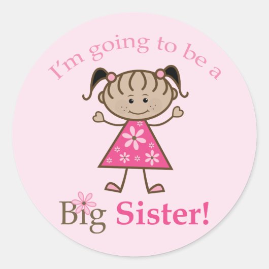 Big Sister is een grote etnisch meisje Ronde Sticker (Voorkant)