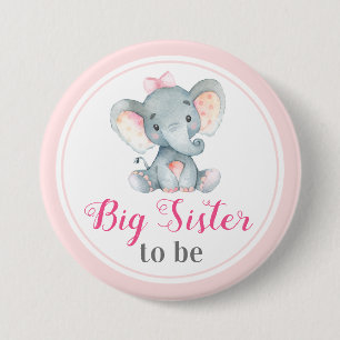 Big Sister is New Sis Baby Girl Shower Ronde Button 7,6 Cm