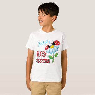 Big Sister Ladybug Daisy Flower Personalized T-shirt