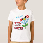 Big Sister Ladybug Daisy Flower Personalized T-shirt (Voorkant)