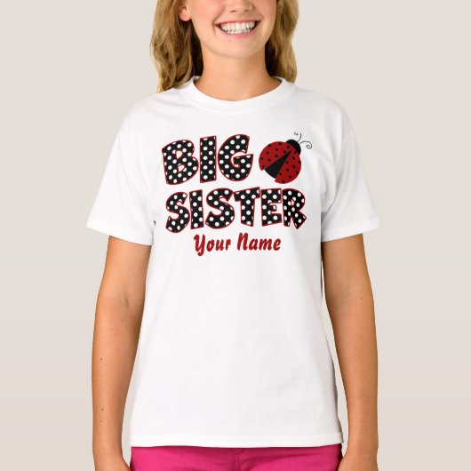 Big Sister Ladybug Persoonlijke T-Shirt (Voorkant)