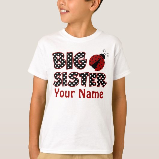 Big Sister Ladybug Persoonlijke T-Shirt (Voorkant)