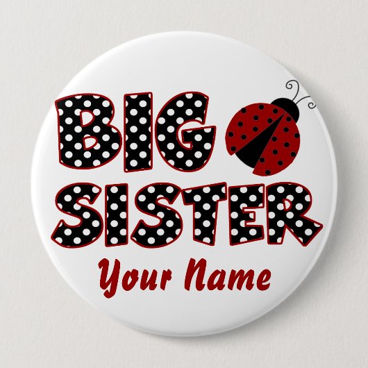 Big Sister Ladybug Red persoonlijke Button (Voorkant)