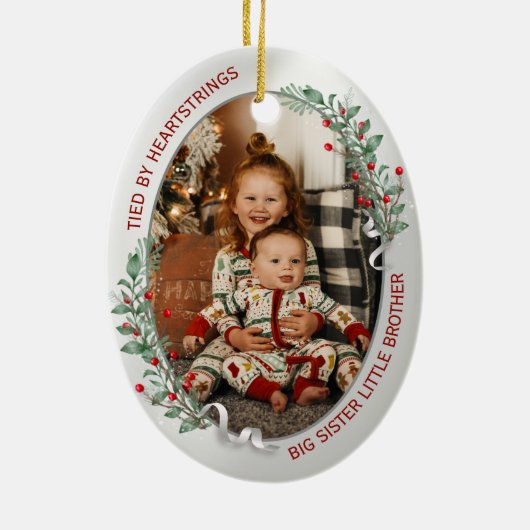 Big Sister Little Brother 2 foto's Warm Quote Keramisch Ornament (Achterkant)