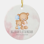 Big Sister Little Brother Cute Beren Waterverf Keramisch Ornament (Voorkant)