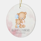 Big Sister Little Brother Cute Beren Waterverf Keramisch Ornament (Links)