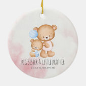 Big Sister Little Brother Cute Beren Waterverf Keramisch Ornament (Achterkant)