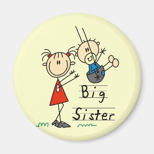 Big Sister Little Brother T-shirts en cadeautjes Magneet (Voorkant)