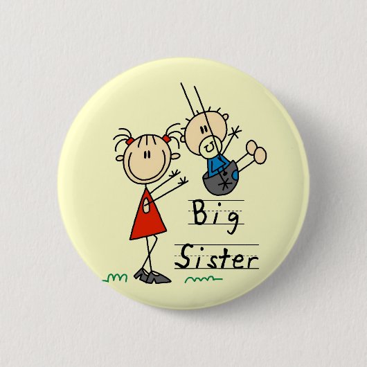 Big Sister Little Brother T-shirts en cadeautjes Ronde Button 5,7 Cm (Voorkant)