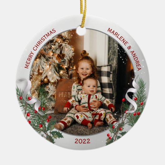 Big Sister Little Brother Warm Quotes Silver Lijst Keramisch Ornament (Voorkant)