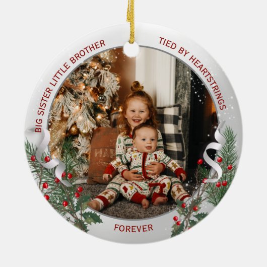 Big Sister Little Brother Warm Quotes Silver Lijst Keramisch Ornament (Achterkant)