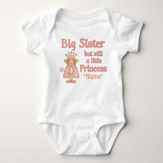 Big Sister Little Princess gepersonaliseerd T-shir Romper (Voorkant)