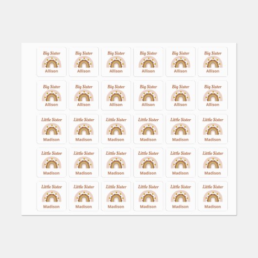 Big Sister Little Sister Boho Rainbow Gepersonalis Labels (Vel)