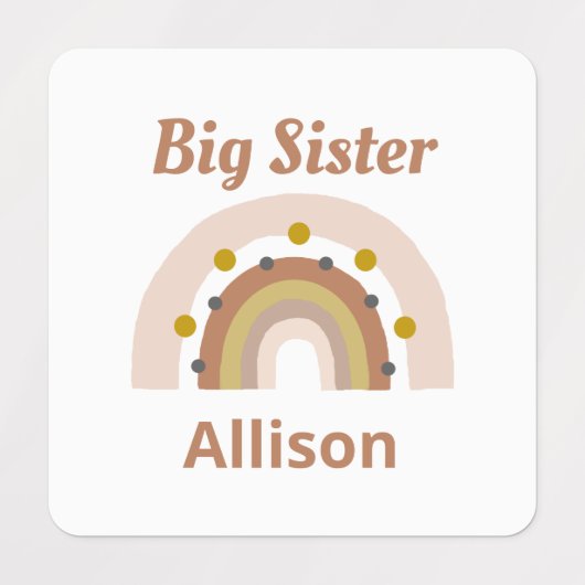 Big Sister Little Sister Boho Rainbow Gepersonalis Labels (Design 2)
