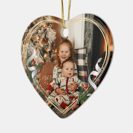 Big Sister Little Sister Gold Lijst Foto op maat Keramisch Ornament (Links)