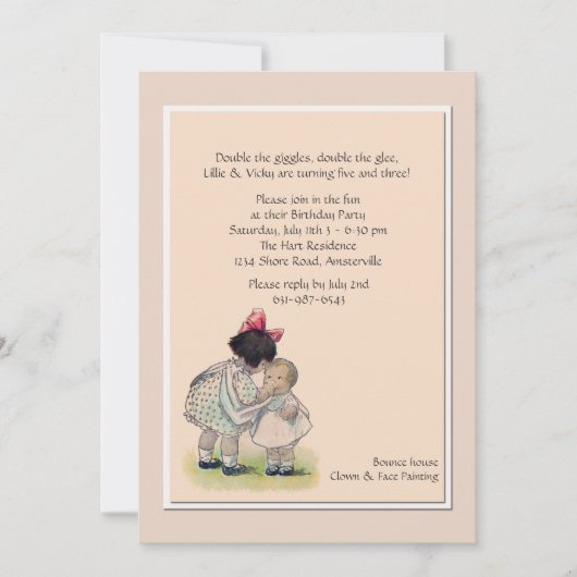 Big Sister Little Sister Invitation Kaart (Voorkant)