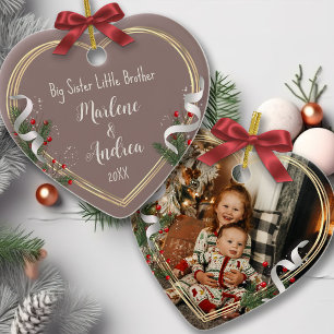 Big Sister Little Sister Photo Gold Lijst - Aangep Keramisch Ornament