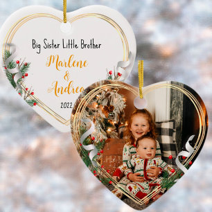 Big Sister Little Sister Photo Gold Lijst - Aangep Keramisch Ornament