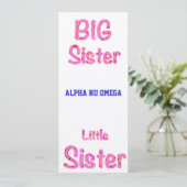 Big Sister Little Sister Sorority Invitation Kaart (Staand voorkant)
