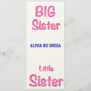 Big Sister Little Sister Sorority Invitation Kaart