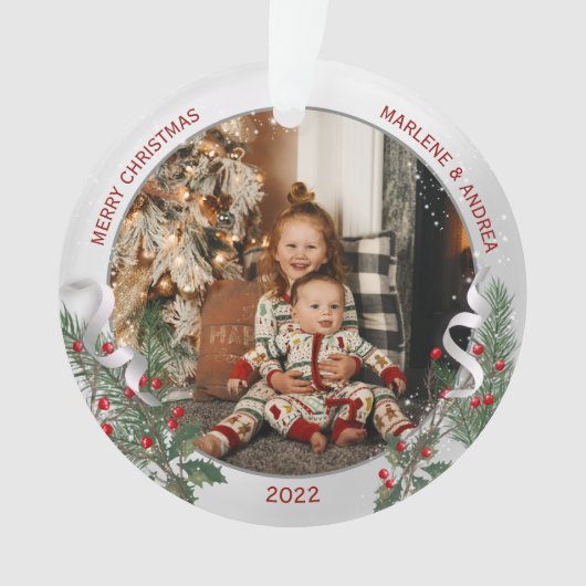 Big Sister Little Sister Warm Quotes Silver Lijst Ornament (voorkant)