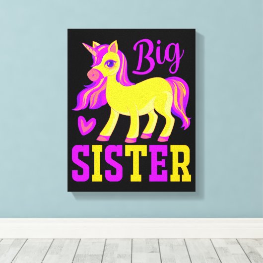 Big Sister Magical Unicorn Canvas Afdruk (Insitu (Houten vloer))