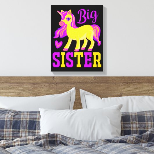 Big Sister Magical Unicorn Canvas Afdruk (Insitu (Slaapkamer))