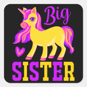 Big Sister Magical Unicorn Vierkante Sticker