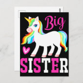 Big Sister Magical Unicorn w. Rainbow Mane & Tail Briefkaart (Voorkant / Achterkant)