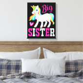 Big Sister Magical Unicorn w. Rainbow Mane & Tail Canvas Afdruk (Insitu (Slaapkamer))