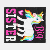Big Sister Magical Unicorn w. Rainbow Mane & Tail Fleece Deken (Voorkant (Horizontaal))