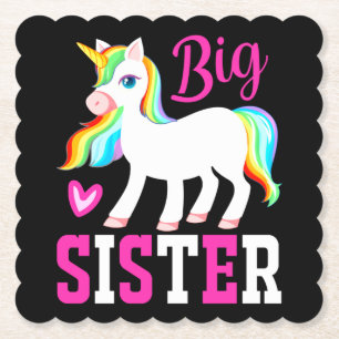 Big Sister Magical Unicorn w. Rainbow Mane & Tail Kartonnen Onderzetters