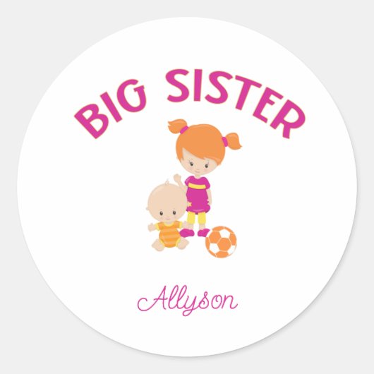 Big Sister met Baby Brother Aangepast Ronde Sticker (Voorkant)