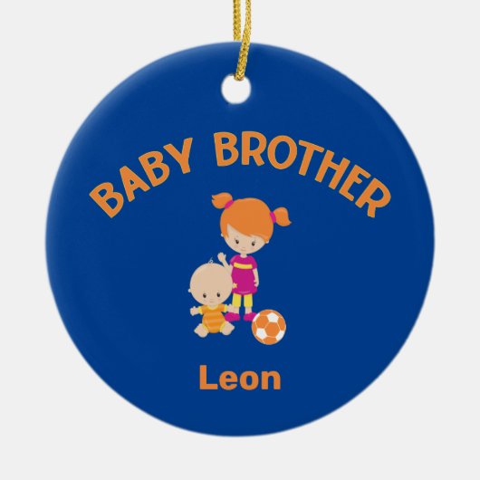 Big Sister met Baby Brother Baby's Jaar Keramisch Ornament (Voorkant)