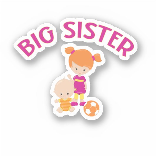 Big Sister met Baby Brother Custom-Cut Sticker (Voorkant)