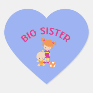 Big Sister met Baby Brother Heart Shaped Hart Sticker