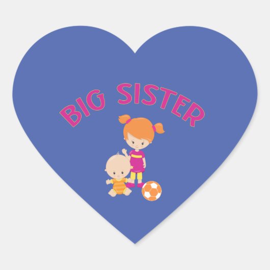 Big Sister met Baby Brother Heart Shaped Hart Sticker (Voorkant)