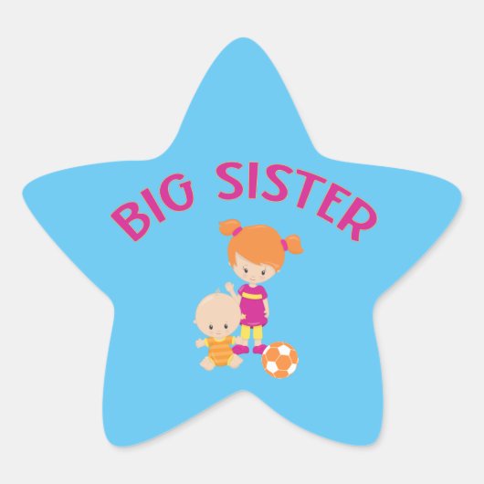 Big Sister met Baby Brother Star Ster Sticker (Voorkant)
