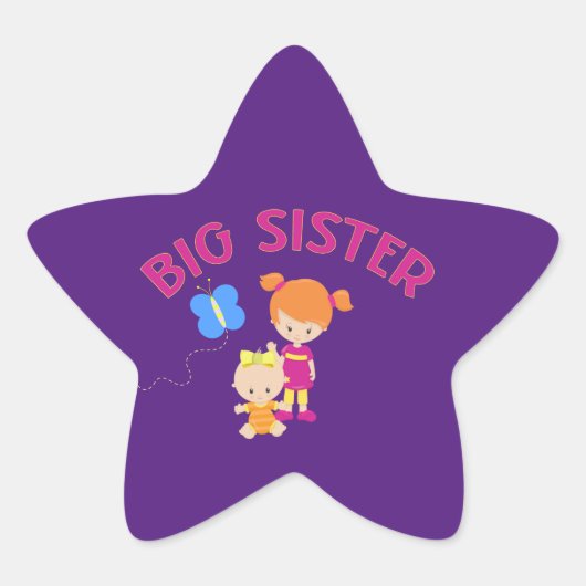 Big Sister met Baby Sister Star Sticker (Voorkant)