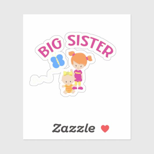 Big Sister met Baby zuster Custom-Cut Sticker (Vel)
