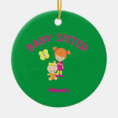 Big Sister met Baby Zuster Naam Jaar Aangepast Keramisch Ornament (Voorkant)