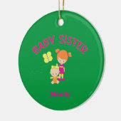 Big Sister met Baby Zuster Naam Jaar Aangepast Keramisch Ornament (Links)