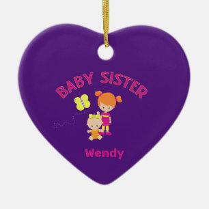 Big Sister met Baby Zuster Naam Jaar Hart Keramisch Ornament