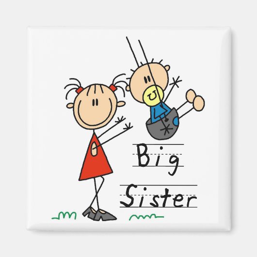 Big Sister met Little Brother Tshirts en Gifts Magneet (Voorkant)