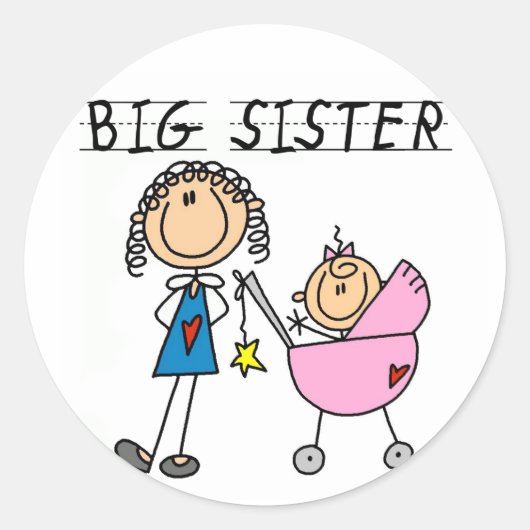 Big Sister met Little Sis Tshirts Ronde Sticker (Voorkant)
