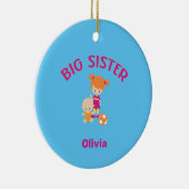 Big Sister-naam met Baby Brother-jaar Aangepast Keramisch Ornament (Rechts)