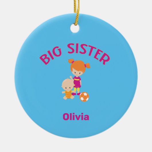 Big Sister-naam met Baby Brother-jaar Aangepast Keramisch Ornament (Voorkant)