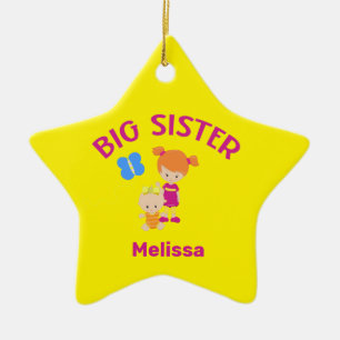 Big Sister-naam met Baby zuster Year Star Custom Keramisch Ornament