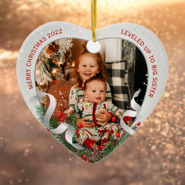 Big Sister New Baby Foto Silver Lijst Holly Pine Keramisch Ornament